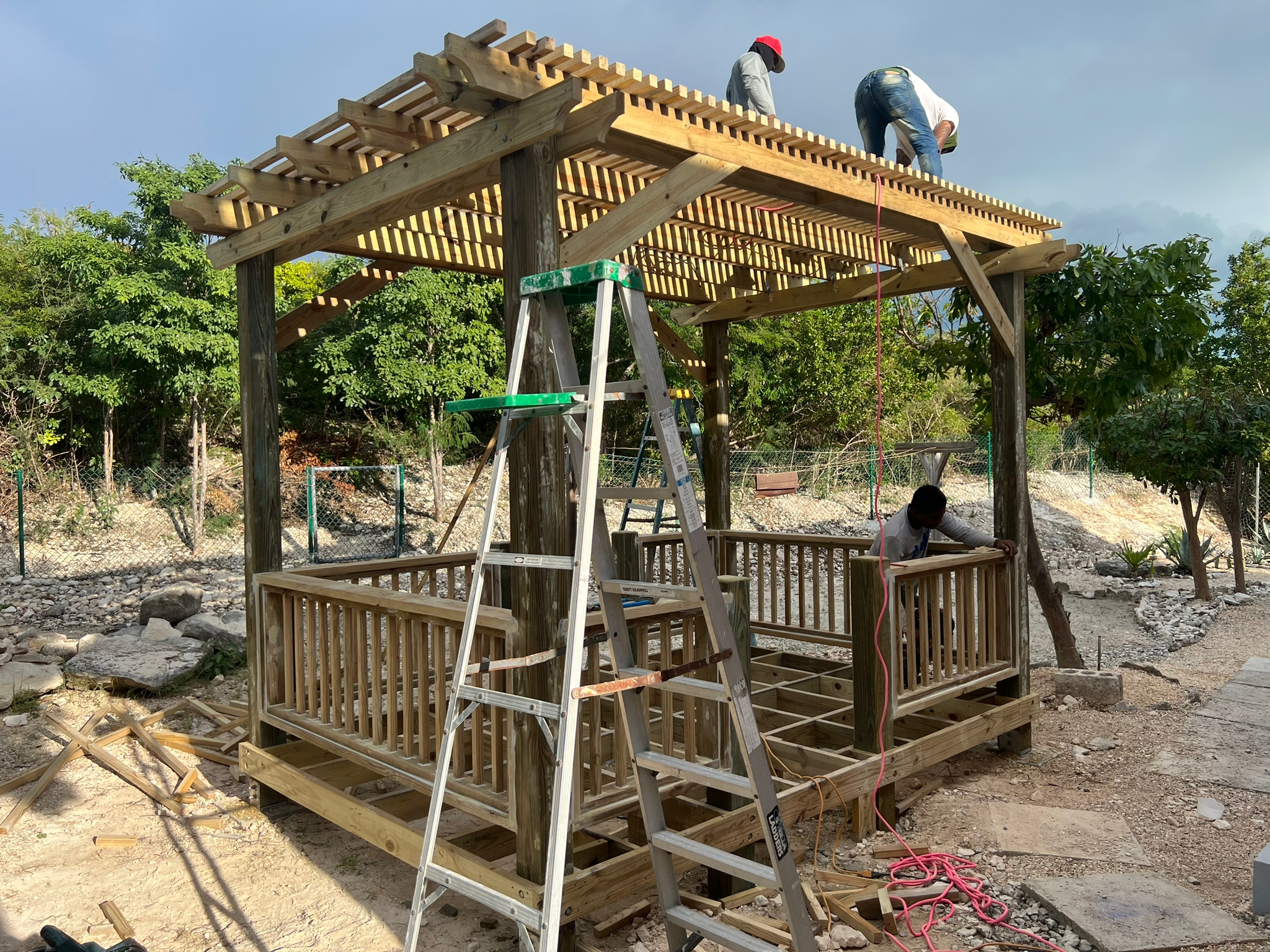 Backyard pergola construction